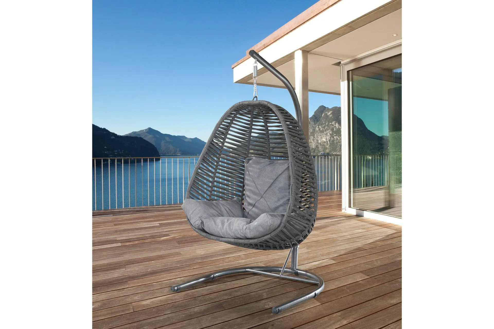 TU TİENDA TEK KİŞİLİK EL ÖRGÜSÜ MAKROME BAHÇE SALINCAĞI, GRİ (CH2-113)