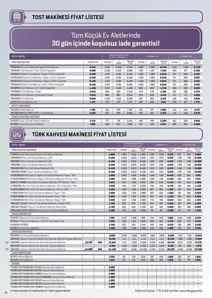 Katalog Tüm Kredi Kartlarına Peşin Fiyatına 7 Taksit Fırsatı 2 Aralık - 15 Aralık 2024 - aktüel Sayfa 74