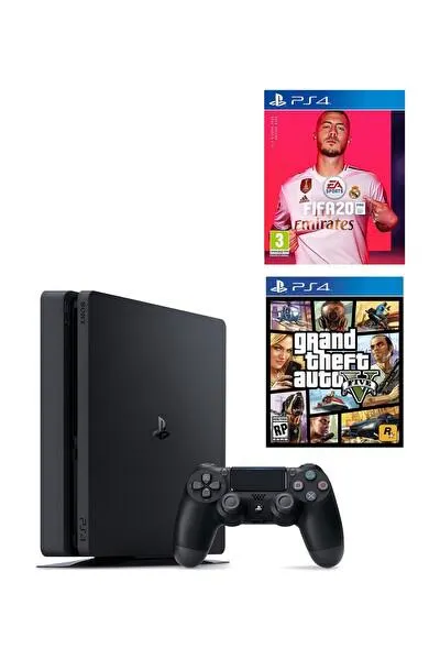 Playstation 4 Slim 1 TB Oyun Konsolu + Fifa 2020 PS4 Oyun + GTA 5 PS4 Oyun (İthalatçı Garantili)
