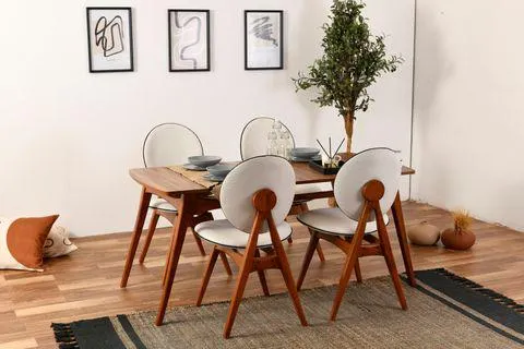 TOUCH İSKANDİNAV MASA TAKIMI, KREM, 160X80 (TF3-415)