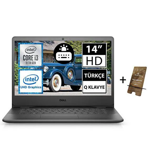 Vostro 3400 N4001VN3400U01 i3 1115G4 14" 8 GB RAM 256 GB SSD HD FreeDOS Laptop ve NPO Ahşap Telefon Tutucu