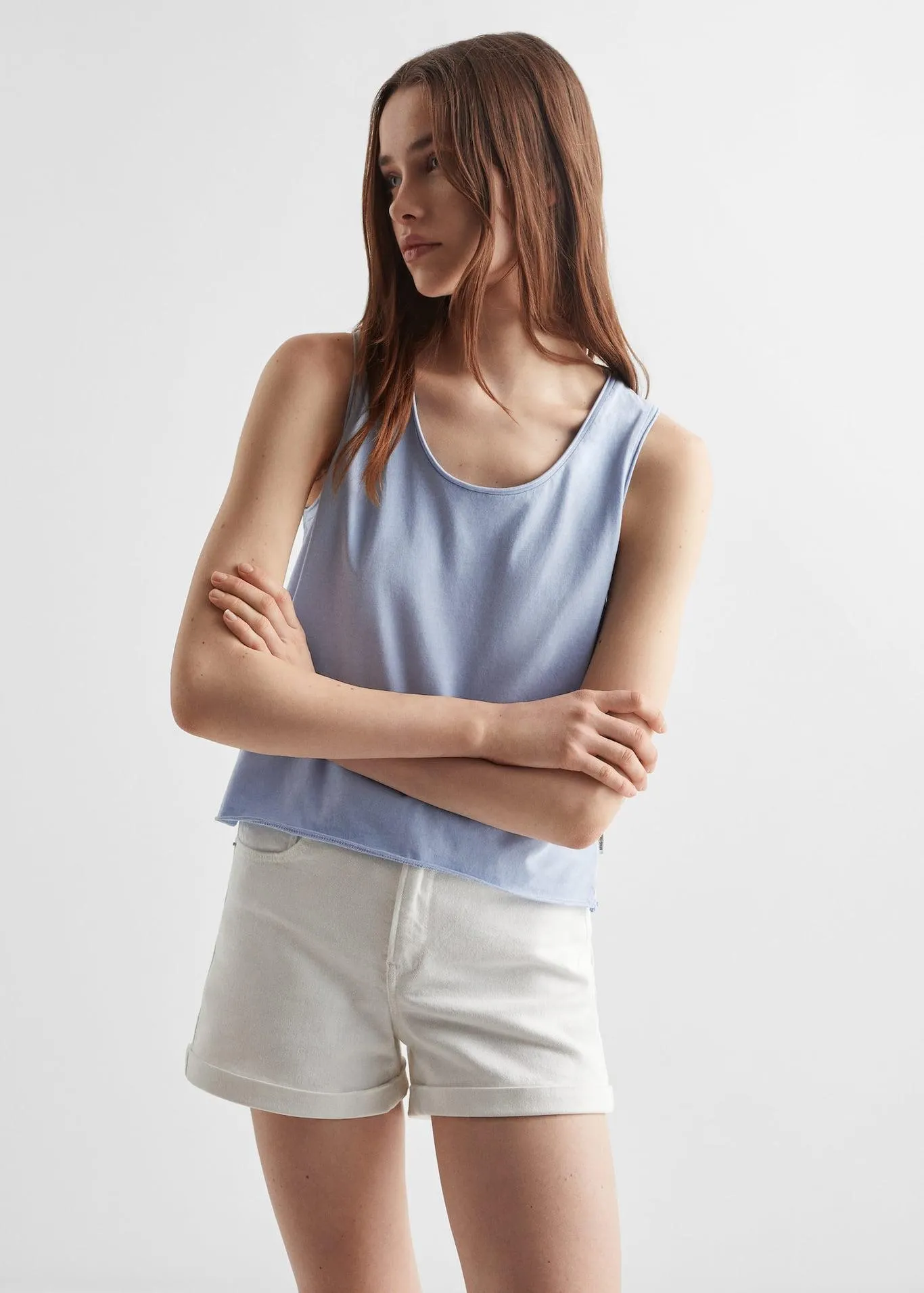 Pamuklu askılı tişört