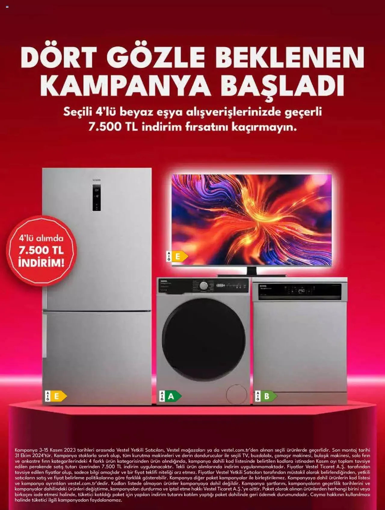 Katalog Vestel - Beyaz Eşya 1 Kasım - 15 Kasım 2023 - aktüel Sayfa 4