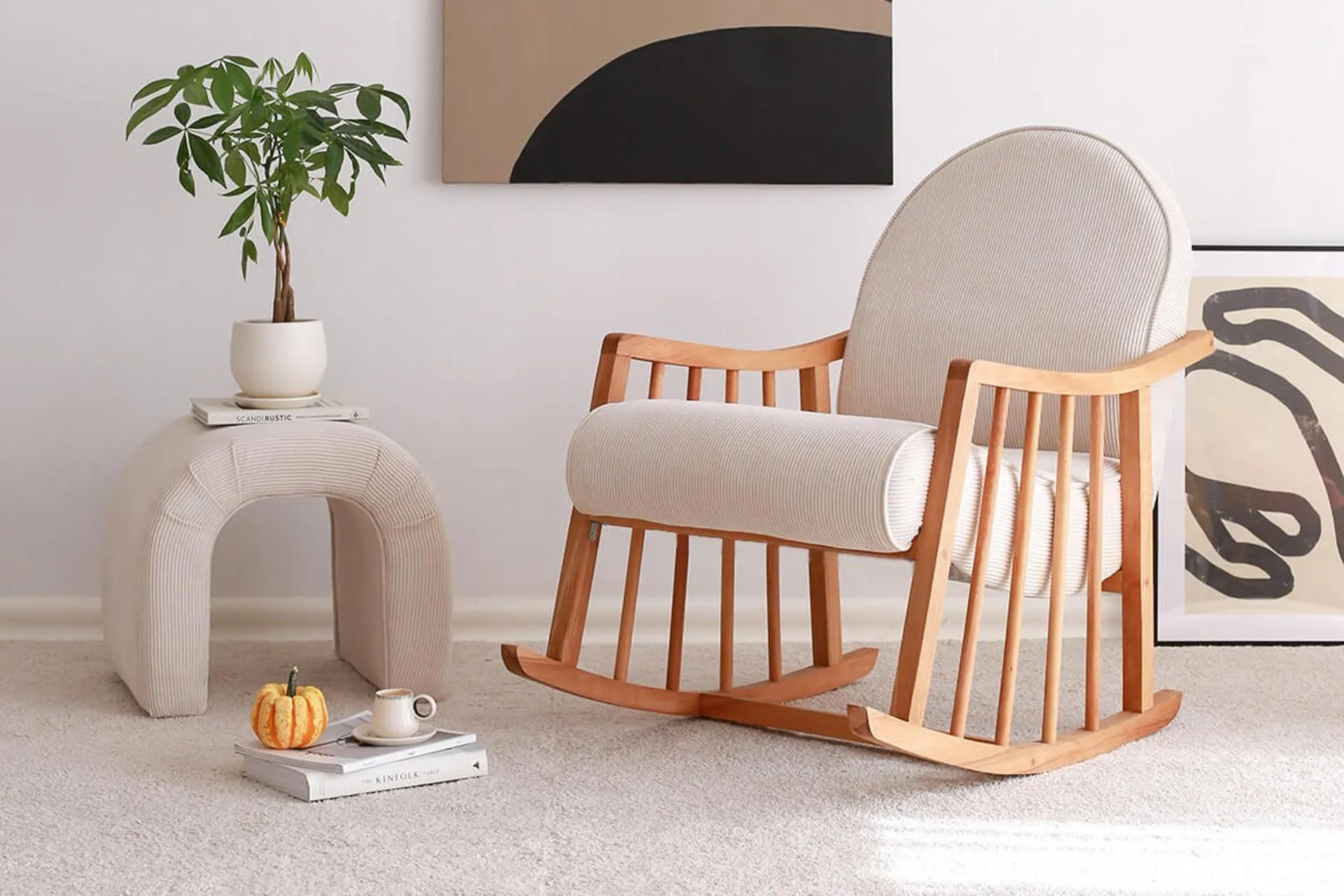 EVODEKO KLEA AHŞAP SALLANAN KOLTUK, BEYAZ (EJ6-225)