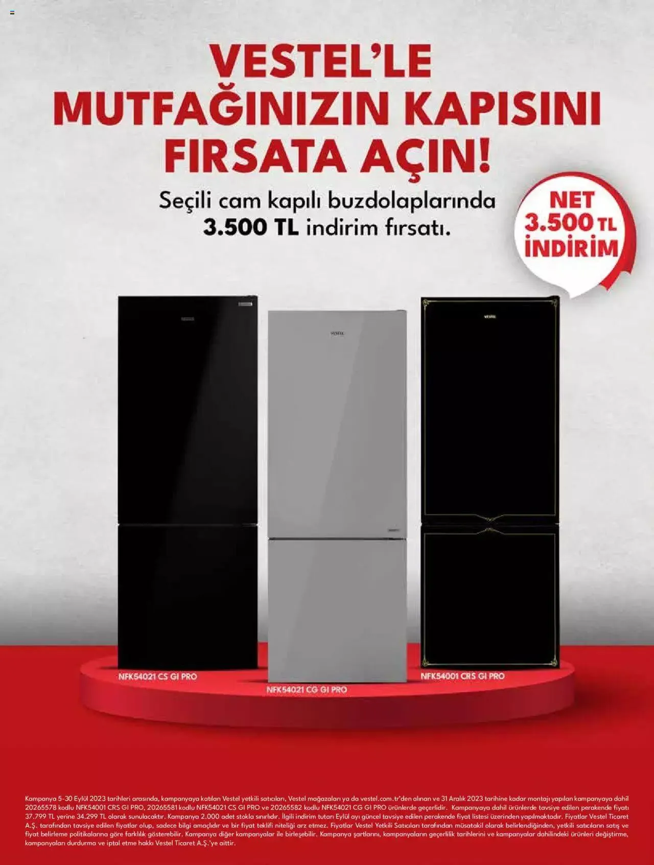 Katalog Vestel - Beyaz Eşya 5 Eylül - 30 Eylül 2023 - aktüel Sayfa 9