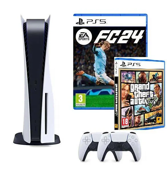 Playstation 5 Diskli Oyun Konsolu - 2. Dualsense Kol - EA Sports FC 24 - GTA 5 PS5 Oyun (İthalatçı Garantili)