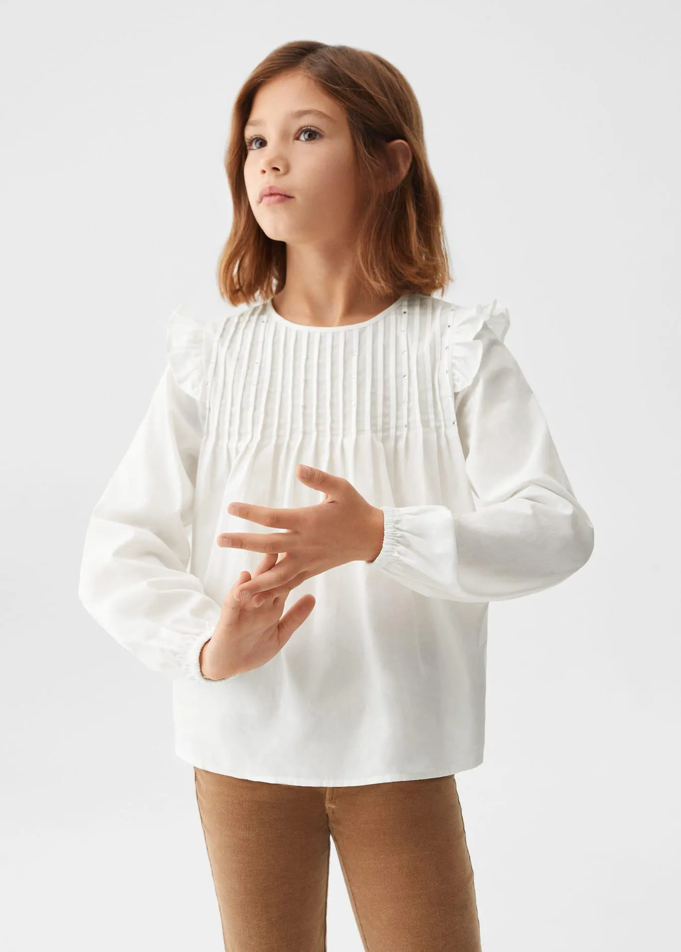 Volanlı pamuklu bluz
