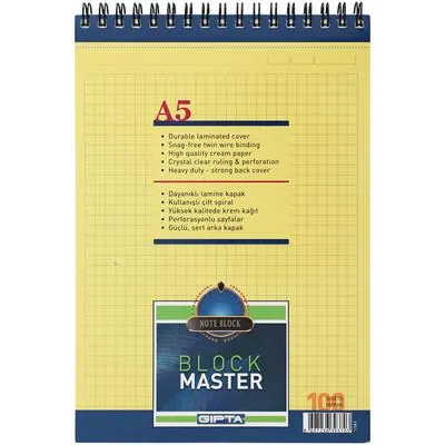 Gıpta Master Blok Spiralli A5 100 Yaprak