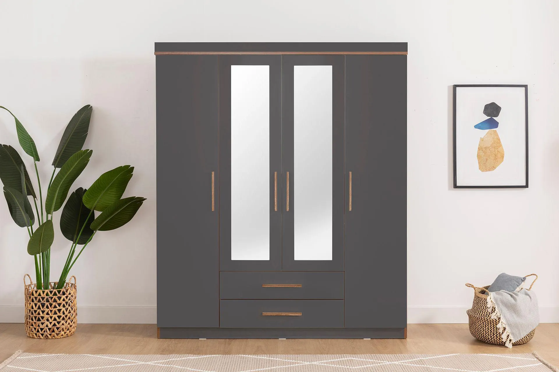 METALİA NİSA DELÜX AYNALI GARDIROP, 4 KAPI 2 ÇEKMECELİ (MF5-117)