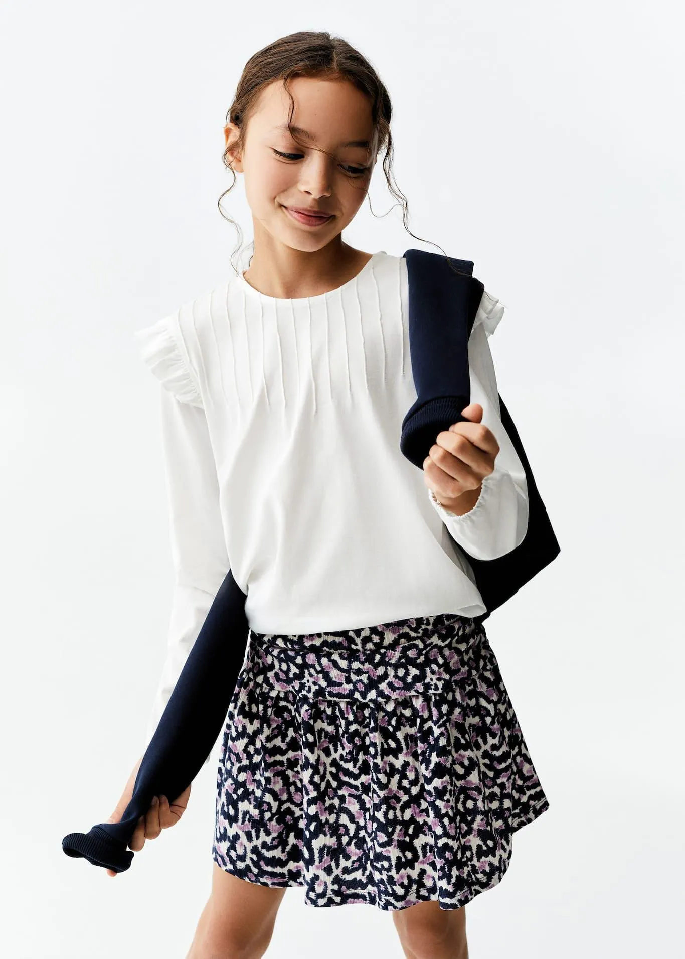 Volanlı uzun kollu tişört