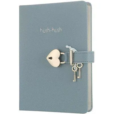Victoria's Journals Hush Hush Kilitli Pastel Defter 80gr. 160 Yaprak Çizg Mavi