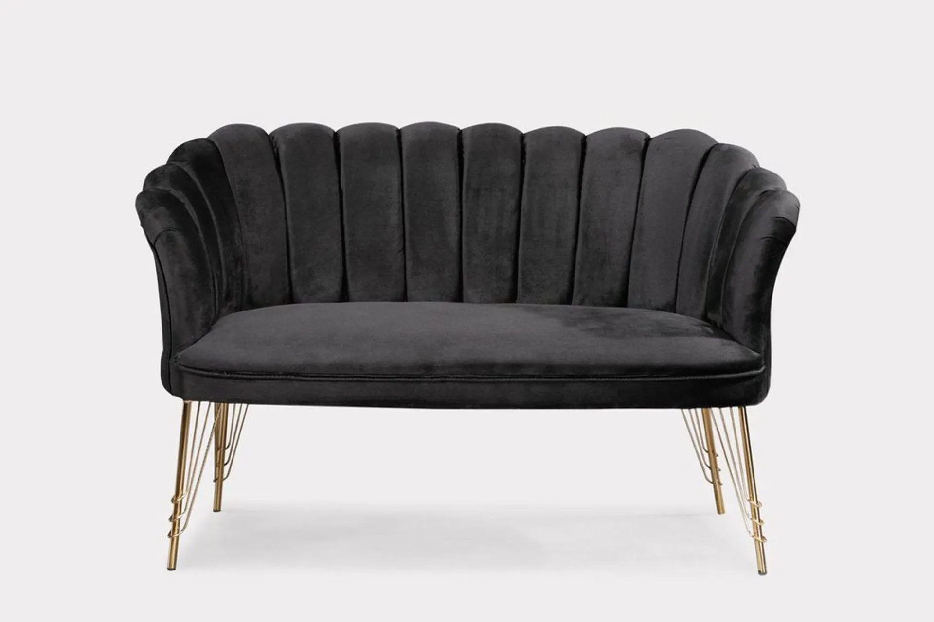 Papatya Çay Seti İkili Koltuğu, Metal Ayak, Siyah