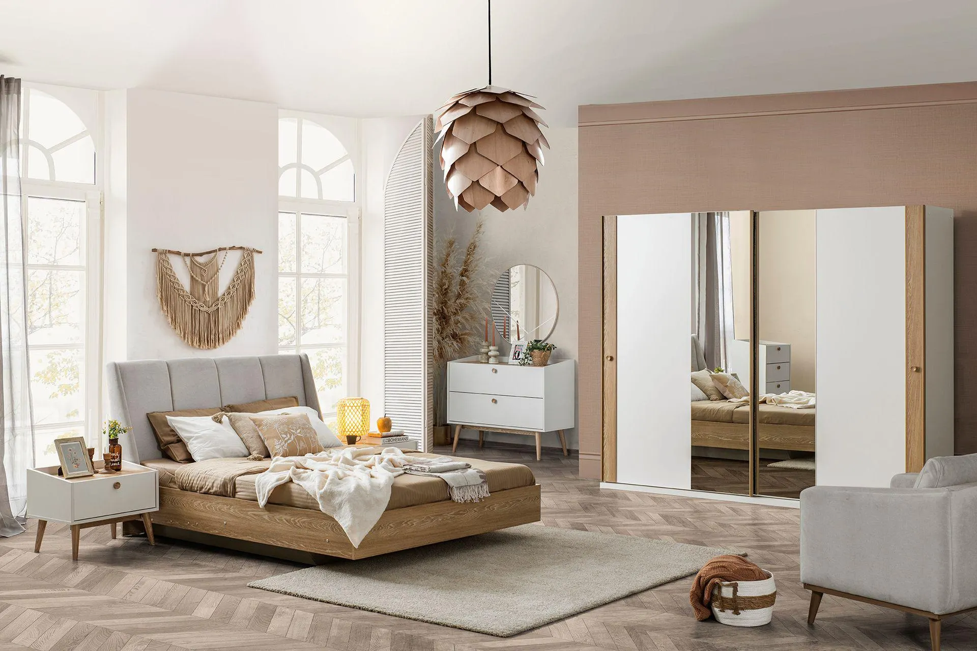 BOHEM YATAK ODASI TAKIMI, SÜRGÜ KAPAKLI (GM3-1326)