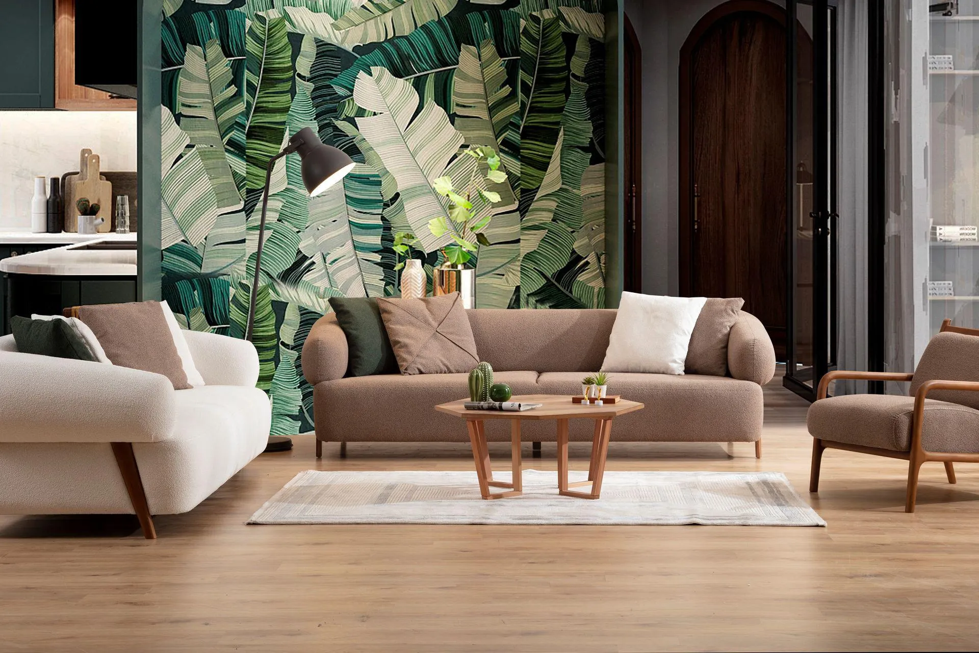 CARDEA KOLTUK TAKIMI, KREM, KUMAŞ DEĞİŞİMLİ (LS6-206)