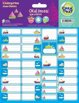 Crea Etiket Okul Öncesi İsim Mavi (1122)