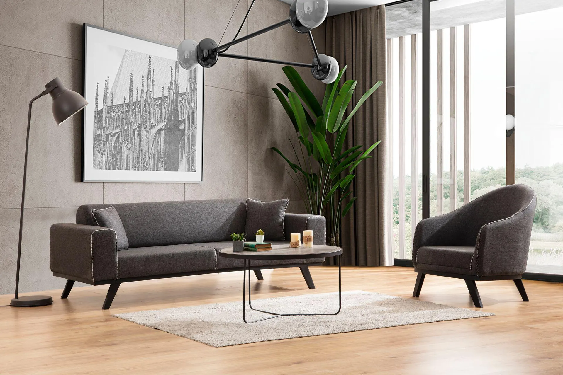 LİZBON KOLTUK TAKIMI, ANTRASİT (LR3-177)