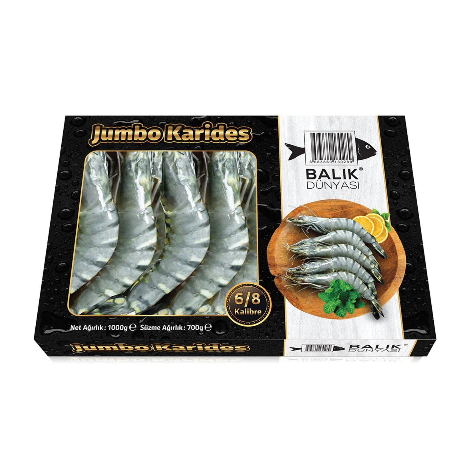 Balık Dünyası Dondurulmuş Kabuklu Jumbo Karides 6/8 700 G
