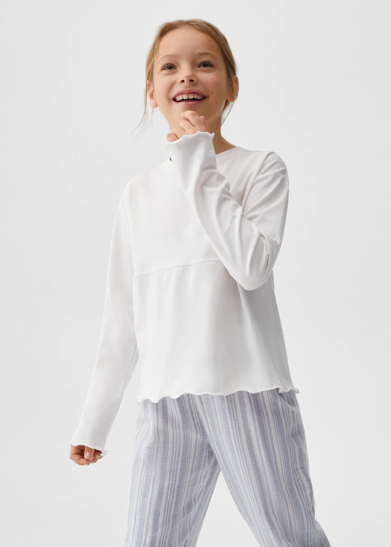 Gestreepte katoenen lange pyjama