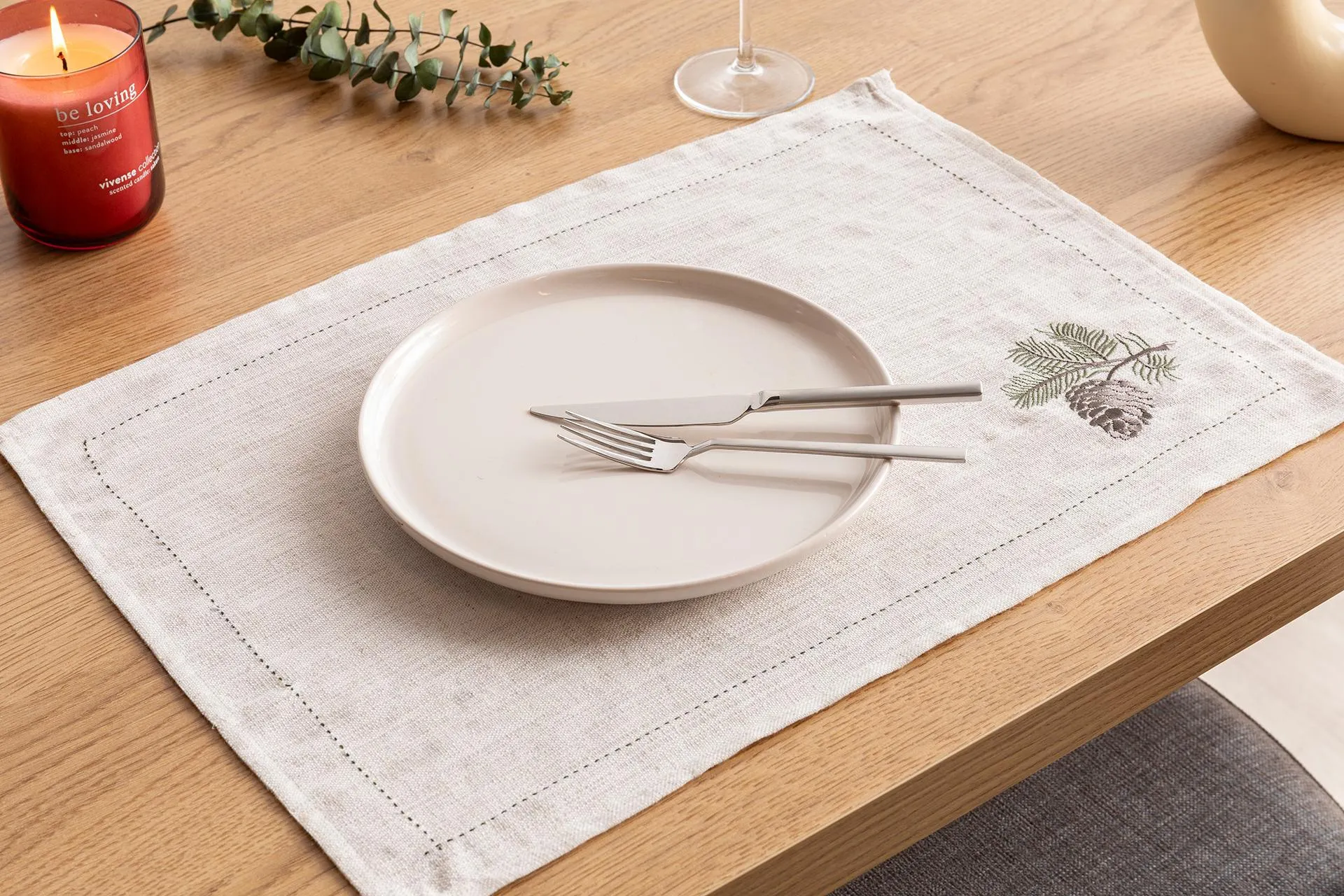 Pine Cone Nakışlı Amerikan Servis