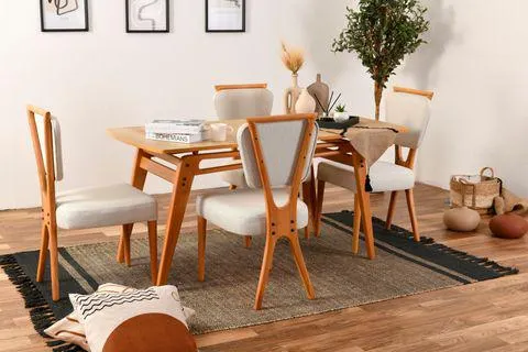 PALACE İSKANDİNAV MASA TAKIMI, KREM, 160X80 (TF3-403)