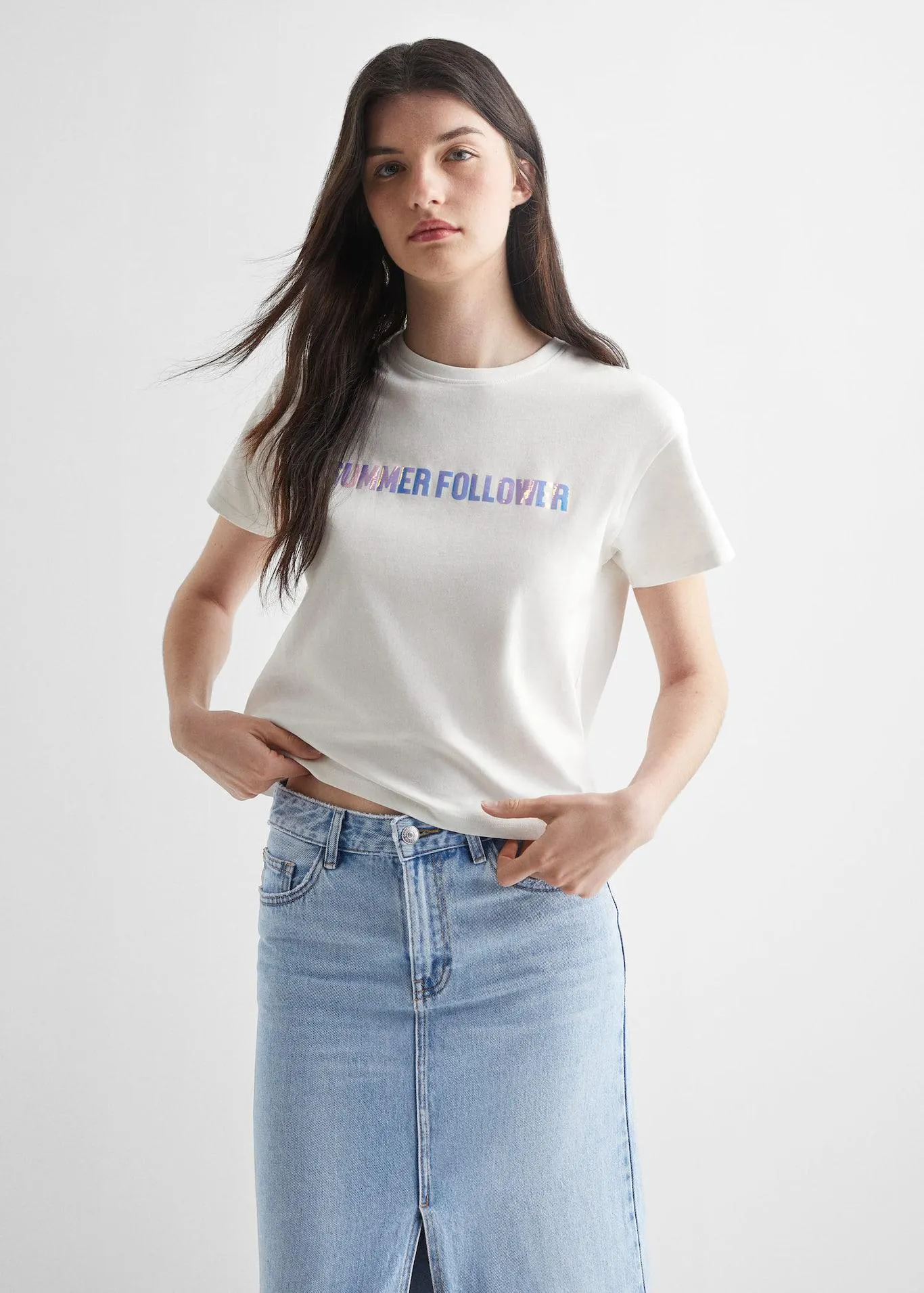 Katoenen T-shirt met boodschap