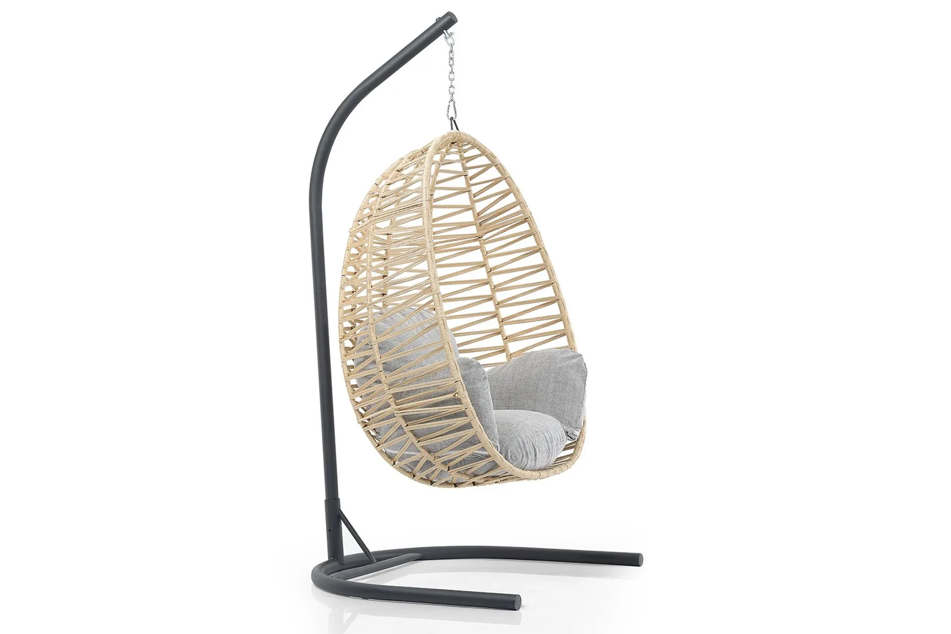 Damla El Örgüsü Makrome Bahçe Balkon Salıncağı, Krem Gri