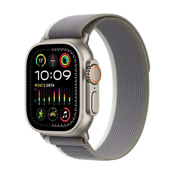 Watch Ultra 2 GPS + Cellular 49mm Titanium Case with Green/Grey Trail Loop - M/L