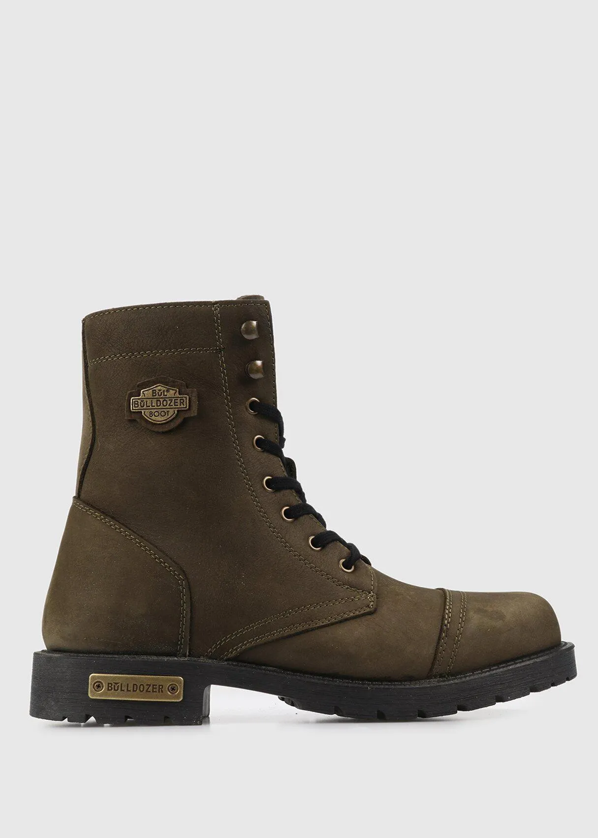 Bulldozer Haki Deri Erkek Bot