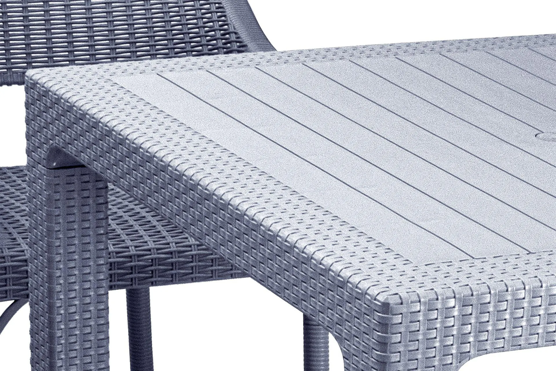 Bahex Bambu Pro Camsız Rattan Altılı Masa Takımı, 90X150Cm, Antrasit