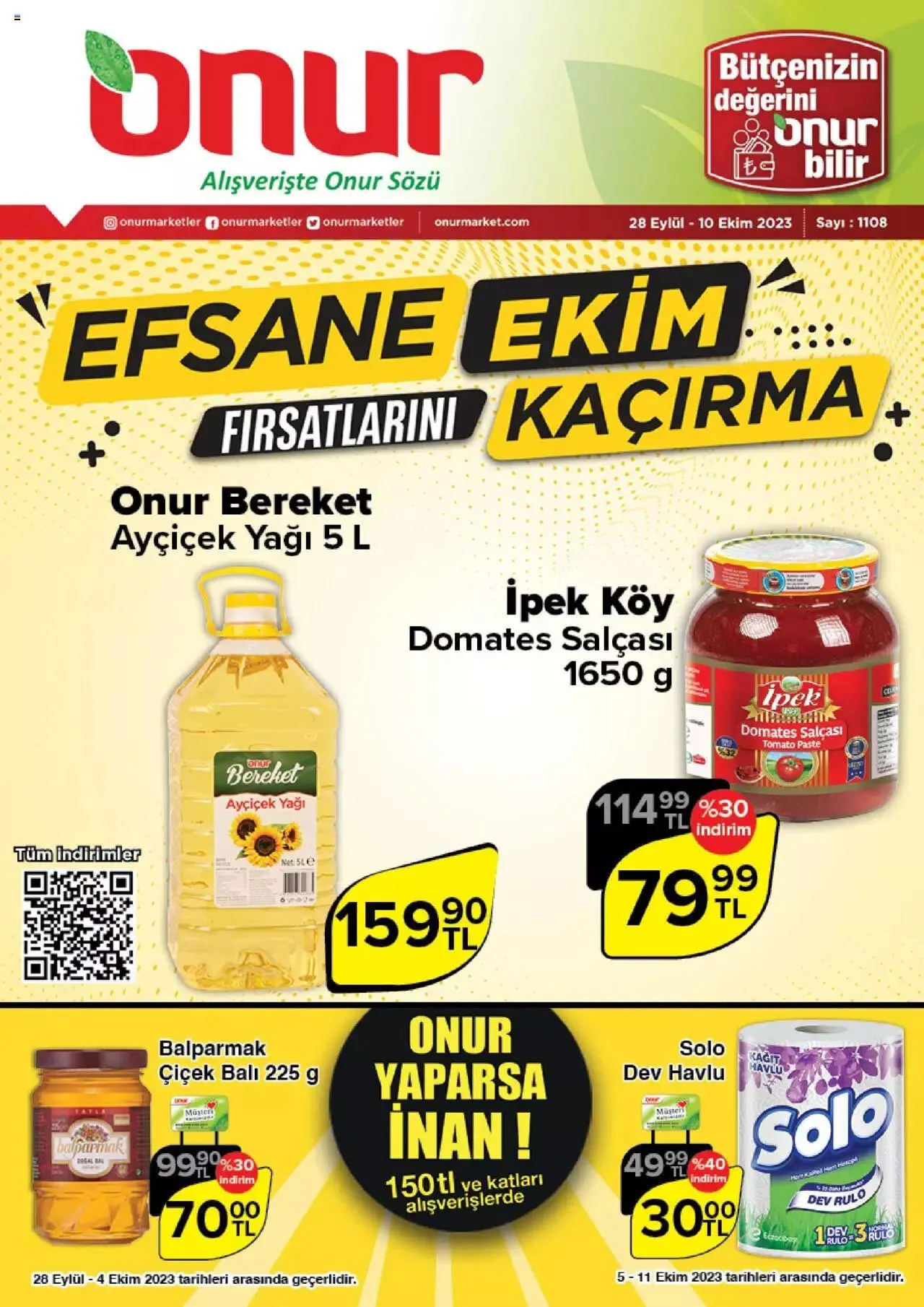 Katalog Onur Market Katalog 28 Eylül - 10 Ekim 2023 - aktüel Sayfa 1