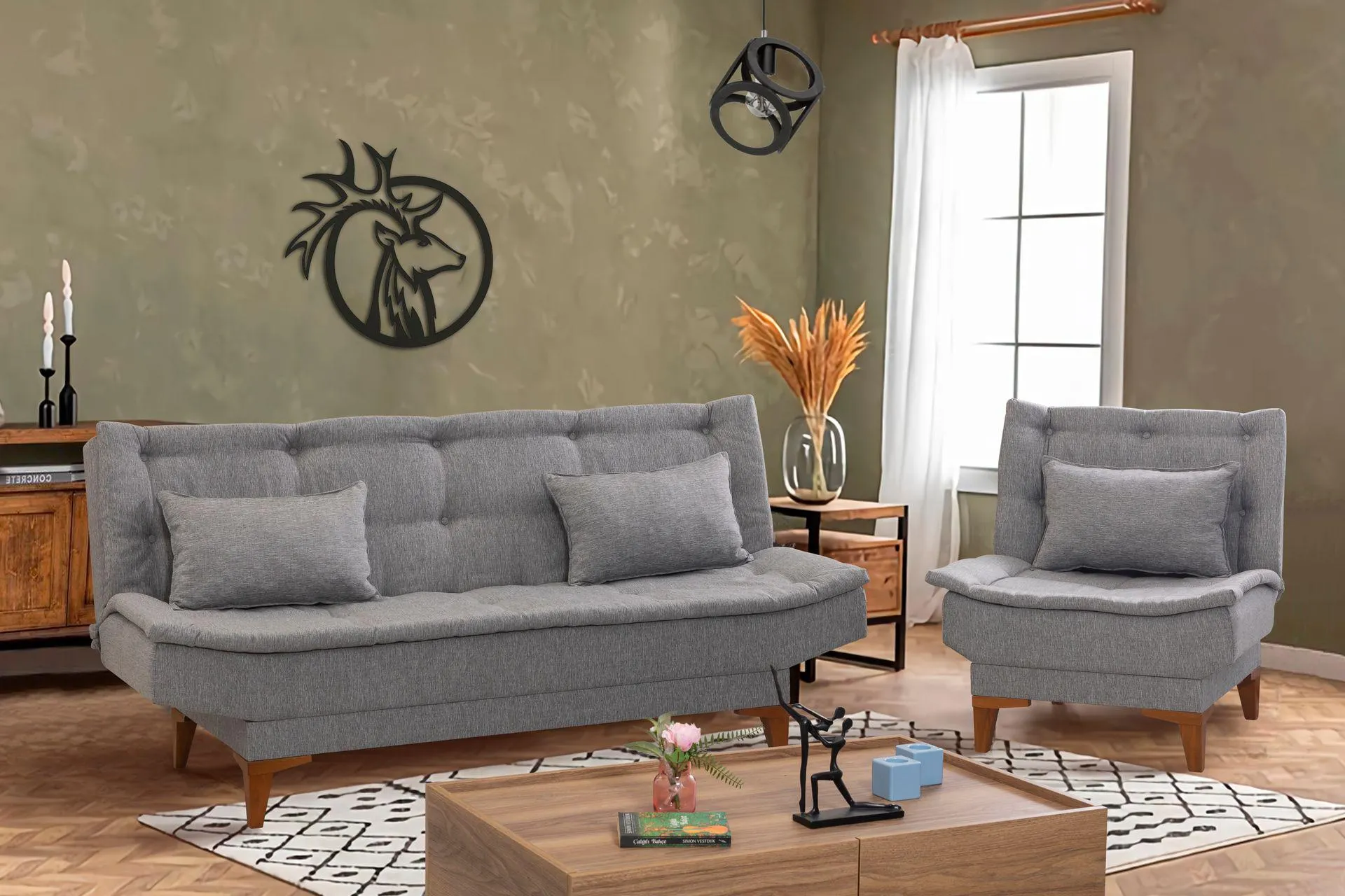 KELLY KETEN KOLTUK TAKIMI, GRİ (UV3-2082)