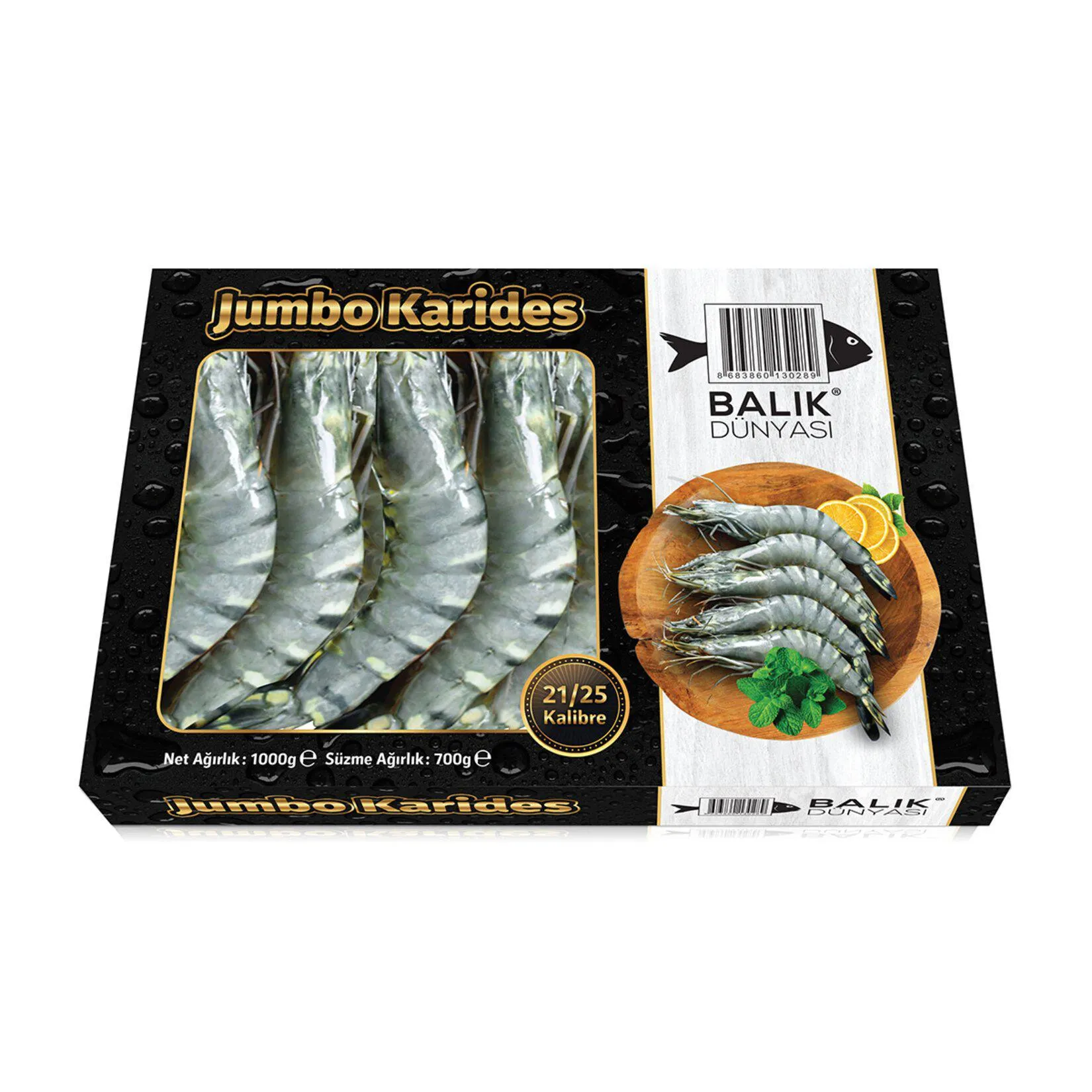 Balık Dünyası Donuk Kabuklu Jumbo Karides 21/25 700G