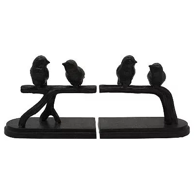 Metal Birds on Branch Bookends Table Decor