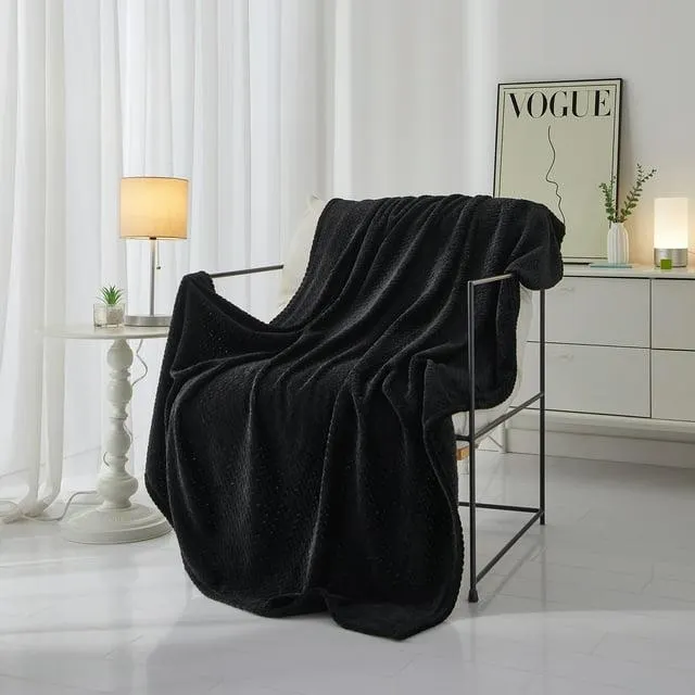 Mainstays Cozy Textured Plush Throw Blanket, Black, 50"x60" All Ages
