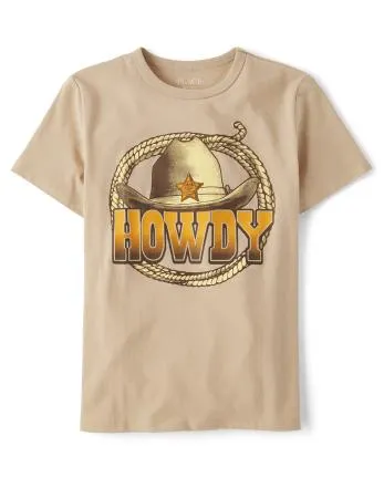 Boys Howdy Graphic Tee - toast