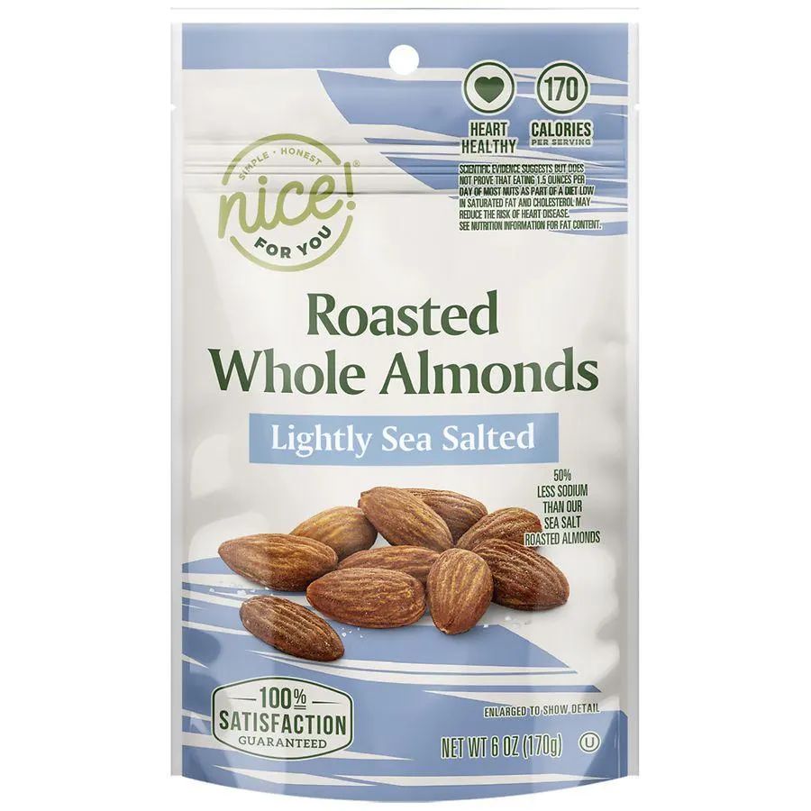 Nice! Roasted Whole Almonds Lightly Sea Salted, 6.0 oz