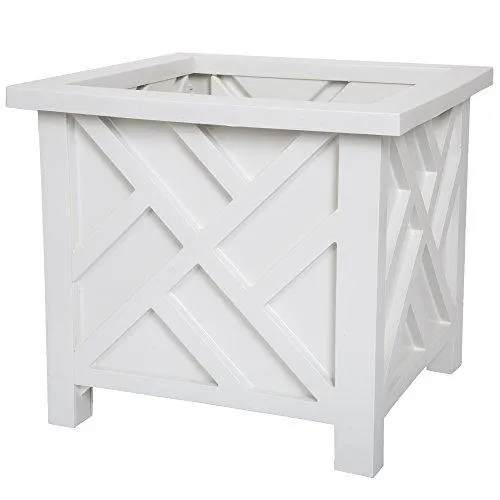 Pure Garden Plant Holder – Planter Container Box for Garden, Patio, and Lawn – Outdoor Decor by Pure Garden – White