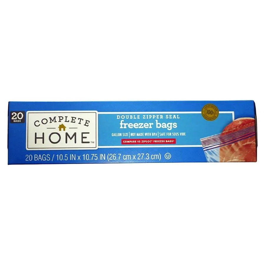 Complete Home Zipper Freezer Bags Gallon, 20.0 ea
