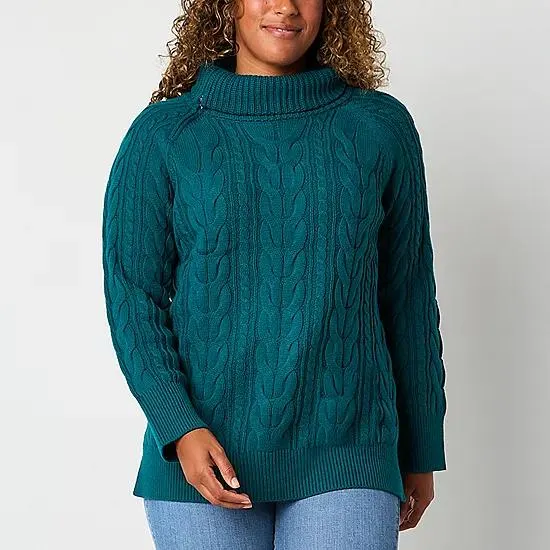 St. John's Bay Tall Womens Cowl Neck Long Sleeve Pullover Sweater