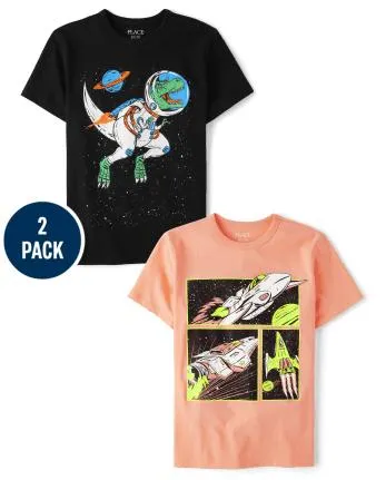 Boys Dino Space Graphic Tee 2-Pack - multi clr