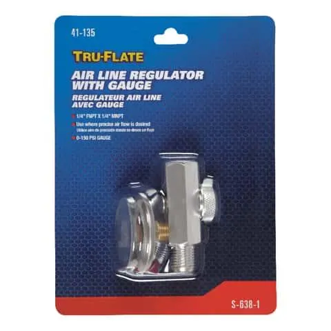 Tru-Flate Steel Air Line Regulator with Gauge 1/4 in. NPT 150 psi 1 pc