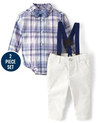 Conjunto de traje de 3 piezas a cuadros para bebé, niño, papá y yo - Lovely Lavender - multi clr