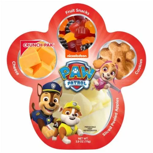 Crunch Pak® Paw Patrol™ Peeled Sweet Apples Fruit Snacks Cheese and Cookies Snack Tray