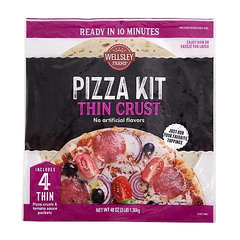 Wellsley Farms Thin Crust Pizza Kit, 4 pk.