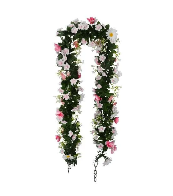 66" Spring Pink & White Daisy & Baby's Breath Garland by Bloom Room