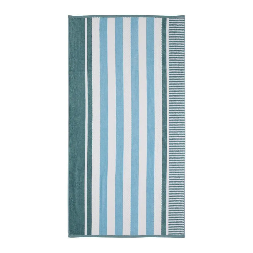 Blue Nile Mills 2 Piece Striped Cotton Oversized Ultra Soft & Absorbent Summer Beach Towel Set