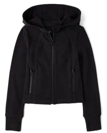 Girls Zip Up Hoodie - black