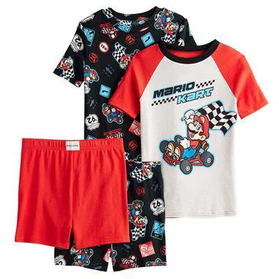 Boys 4-12 Nintendo Mario Kart 4-Piece Short Sleeve Top & Shorts Pajama Set