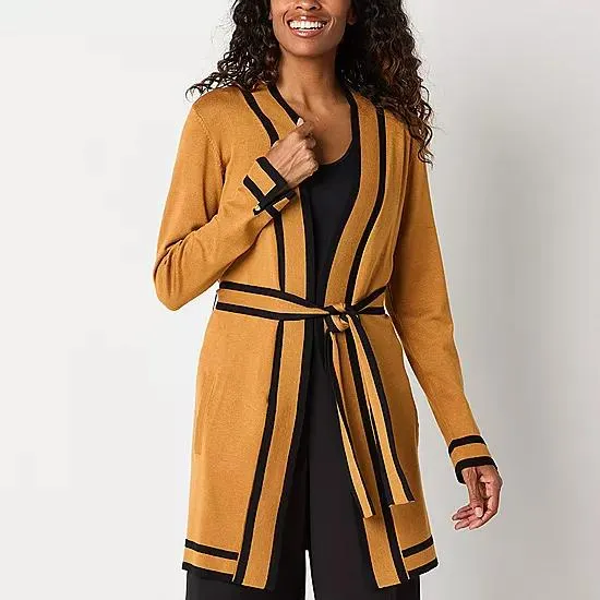 Liz Claiborne Womens Long Sleeve Open Front Cardigan