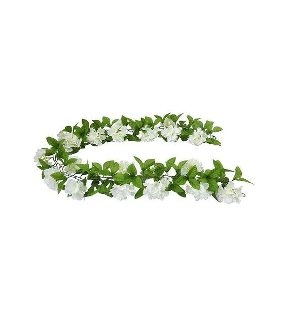 72" Spring Cream Hydrangea & Berry Garland by Bloom Room